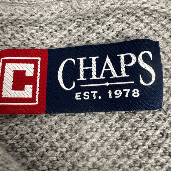 Chaps Womens Gray 100% Cotton Cardigan Sweater XL Button-Up Shawl Collar - Picture 3 of 9